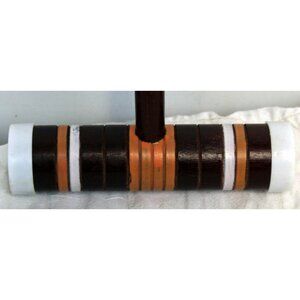 Franklin Croquet Mallet Replacement Dark Wooden Rubber Ends 26" Orange Stripe